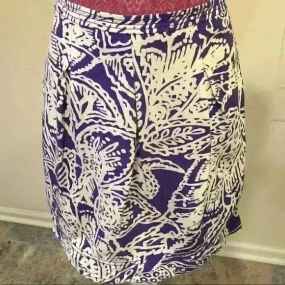 Ann Taylor Purple Floral Pleated Skirt Size 4 - Picture 3 of 5